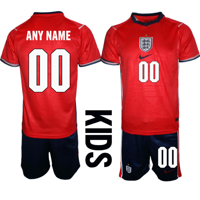 Youth Red England Custom Away Soccer Jersey Suit